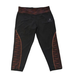 Beverly Hills Polo Club Women's Black Orange Athletic Leggings Yoga Pants Medium